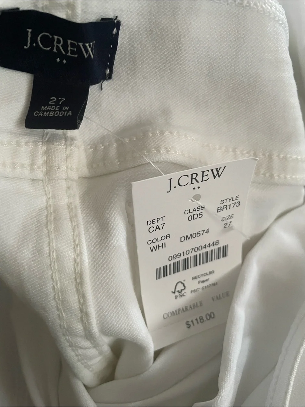 NWT J Crew White maternity jean in signature stretch - 27